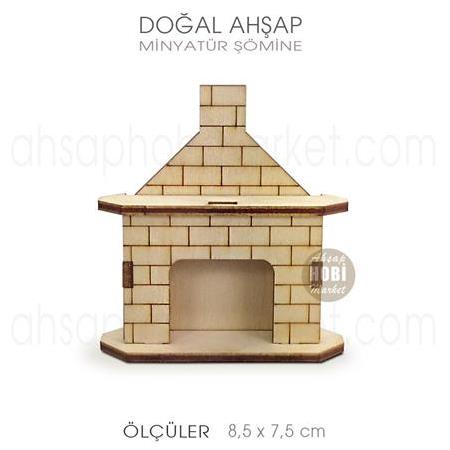 Minyatür Şömine (8,5x7,5 cm) Doğal Ağaç