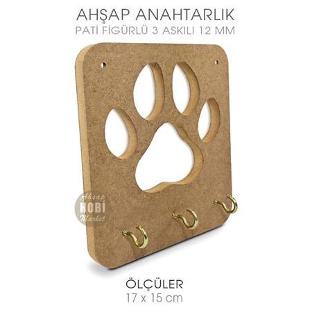 Ahşap Anahtarlık Pati Figürlü (17x15 cm) Kalın Ham