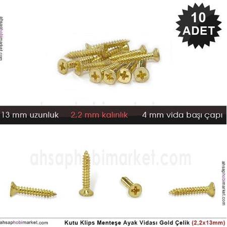 Kutu Klips Kutu Ayagi Vidası Gold 10 Adet (2,2x13mm)