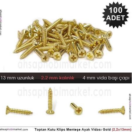 Toptan Kutu Klips Ayak Vidası Gold (2,2x13mm) 100 Adet