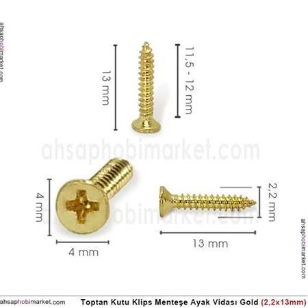 Toptan Kutu Klips Ayak Vidası Gold (2,2x13mm) 100 Adet