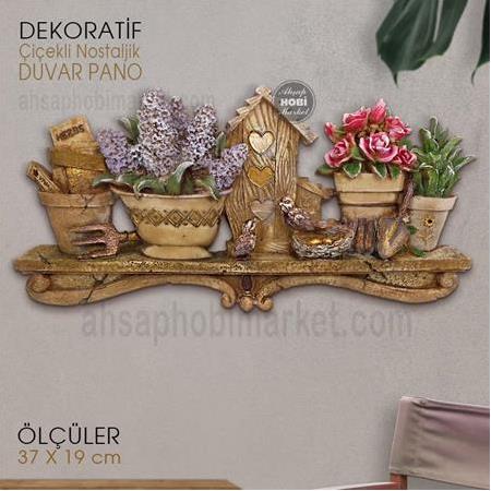 Dekoratif Çiçekli Duvar Dekoru Polyester (37x19cm)