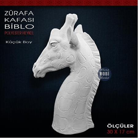 Zürafa Kafası Heykeli Küçük Boy (30x17 cm) Ham Polyester