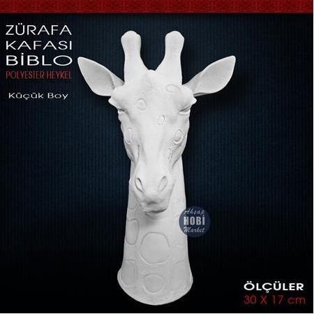 Zürafa Kafası Heykeli Küçük Boy (30x17 cm) Ham Polyester