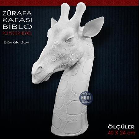 Zürafa Kafası Heykeli Büyük Boy (40x24 cm) Ham Polyester