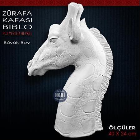Zürafa Kafası Heykeli Büyük Boy (40x24 cm) Ham Polyester