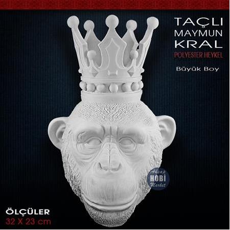 Taçlı Maymun Kral Büyük Boy (32x23 cm) Ham Polyester