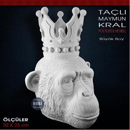Taçlı Maymun Kral Büyük Boy (32x23 cm) Ham Polyester