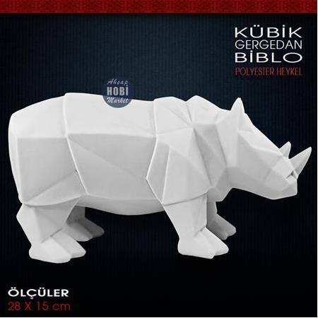 Kübik Gergedan Biblo Heykeli (28x15 cm) Ham Polyester