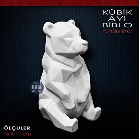 Kübik Ayı Biblo Heykel (16x11 cm) Ham Polyester
