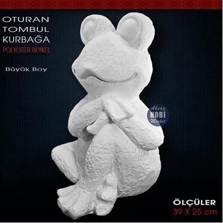 Oturan Tombul Kurbağa Heykeli (39x25 cm) Ham Polyester