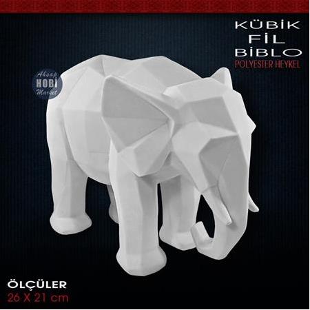 Kübik Fil Biblo Heykeli (26x21 cm) Ham Polyester