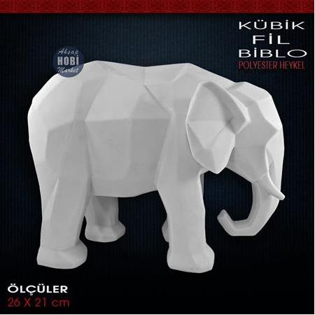 Kübik Fil Biblo Heykeli (26x21 cm) Ham Polyester