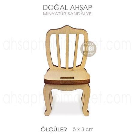 Minyatür Klasik Sandalye (5,5x3 cm) Doğal Ağaç