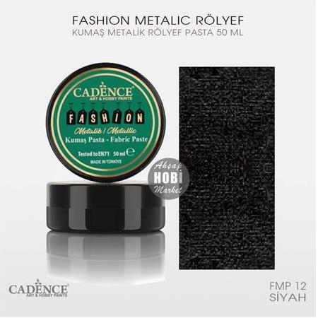 Cadence Metalik Kumaş Rölyef Pasta FMP 12 Siyah