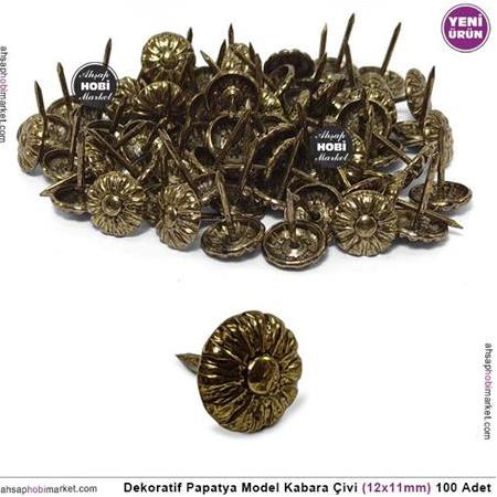 Dekoratif Kabara Çivi Antik Papatya Model 100 Adet (12x11mm)