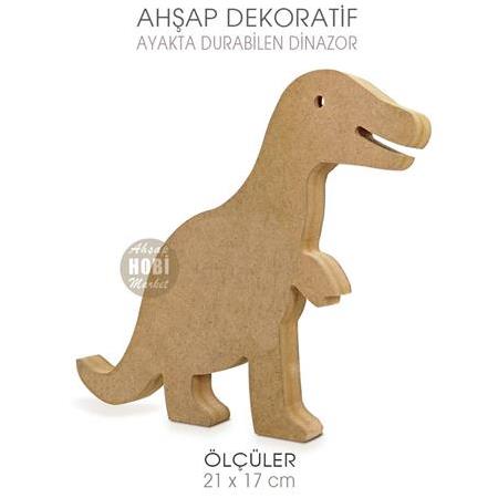 Ahşap Ayakta Durabilen Dinazor (21x17 cm) Ham