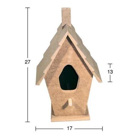 Ahşap Kuş Yuvası Eğimli Çatılı (27x17cm) KU238