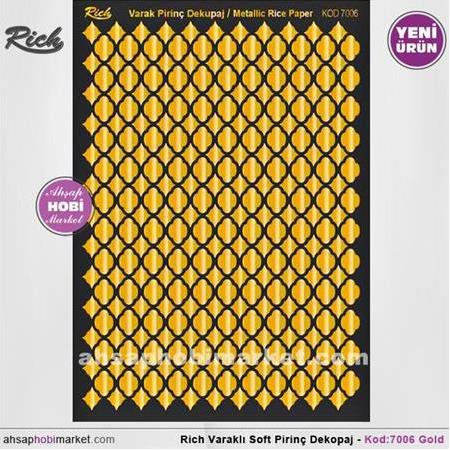 Rich Altın Varaklı Soft Pirinç Dekopaj - Kod:7006