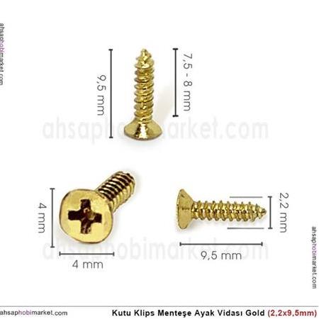 Kutu Klips Kutu Ayagi Vidası Sarı 10 Adet (2,2x9,5mm)