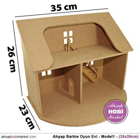 Ahşap Küçük Barbie Oyun Evi Model:1 (35x26x23cm)