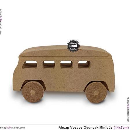 Ahşap Oyuncak Boyanabilir Vosvos Minibüs (14x7cm)