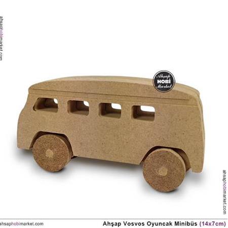Ahşap Oyuncak Boyanabilir Vosvos Minibüs (14x7cm)
