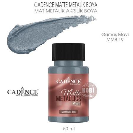 Cadence Mat Metalik Matte Boya Gümüş Mavi (50 ml) MMB 19