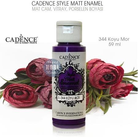 Cadence Style Matt Enamel Koyu Mor Cam Porselen Boyası No:344 (59 ml)