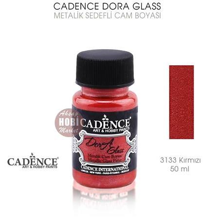 Cadence Dora Glass Metalik Cam Boyası 3133 Kırmızı (50 ml)