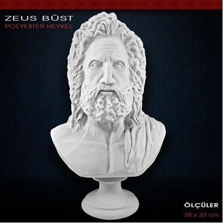 Zeus Büst Heykeli (38x23cm) Ham Polyester