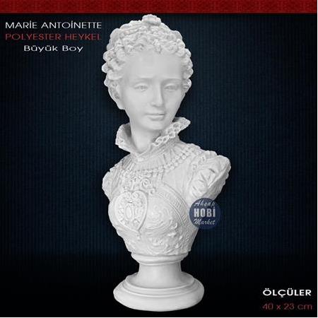 Marie Antoinette Barok Kadın Heykeli (40x23cm) Ham Polyester