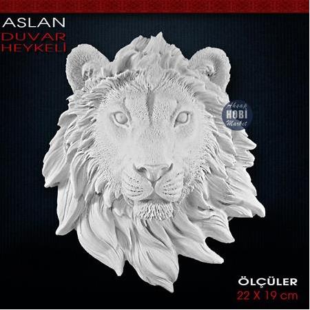 Aslan Duvar Heykeli (22x19 cm) Ham Polyester