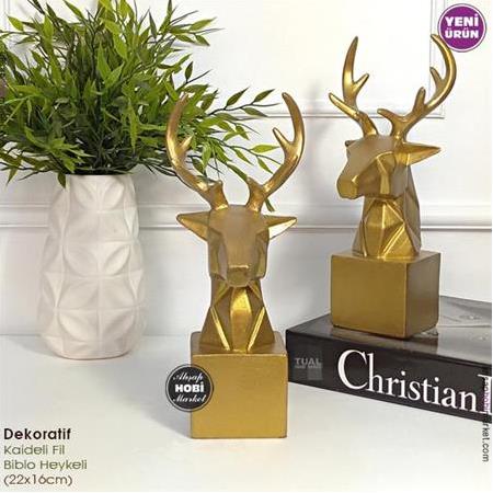 Dekoratif Kaideli Kübik Geyik Gold (22x16cm)