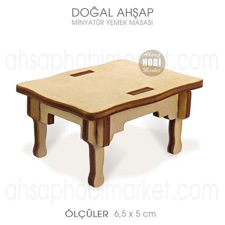 Minyatür Yemek Masası (6,5x5 cm) Doğal Ağaç