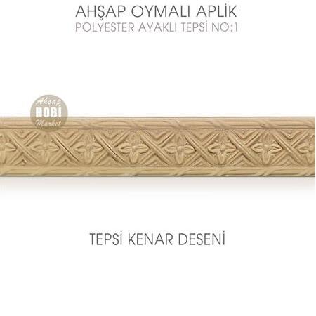 Ahşap Oymalı Aplik Tepsi Orta Model 1 (34x22cm) Polyester Ayaklı