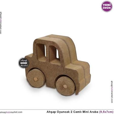 Ahşap Oyuncak Mini 2 Camlı Araba (9,5x7cm)