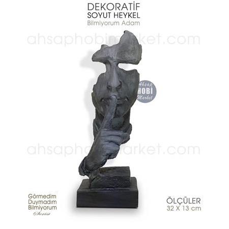 Bilmiyorum Adam Soyut Heykeli (32x13cm) Mat Gri Tonlar