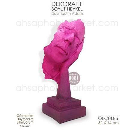 Duymadım Adam Soyut Heykeli (32x14cm) Mat Fuşya Tonlar