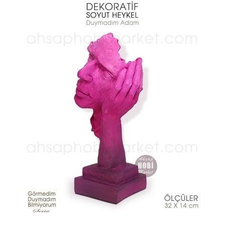 Duymadım Adam Soyut Heykeli (32x14cm) Mat Fuşya Tonlar
