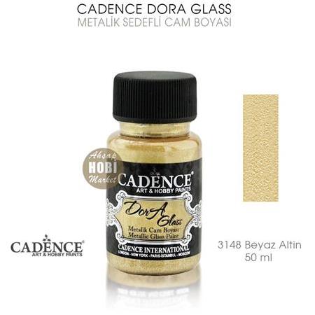 Cadence Dora Glass Metalik Cam Boyası 3148 Beyaz Altın (50 ml)