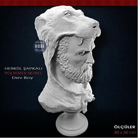 Şapkalı Herkül Heykeli Dev Boy (50x30cm) Ham Polyester