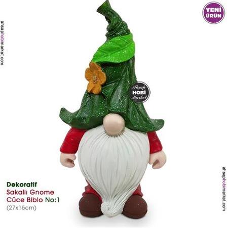 Dekoratif Sakallı Gnome Cüce Biblo (27x15cm) Model 1