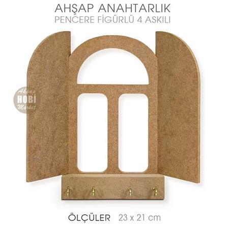 Ahşap Pencere Görünümlü Anahtarlık Pano (23X21 cm)