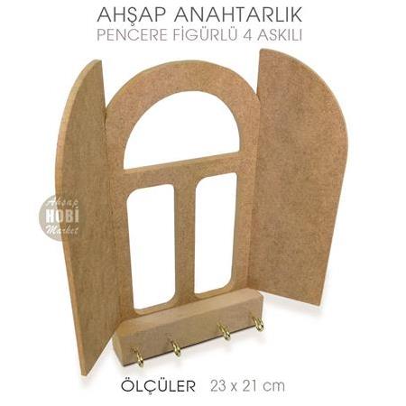 Ahşap Pencere Görünümlü Anahtarlık Pano (23X21 cm)