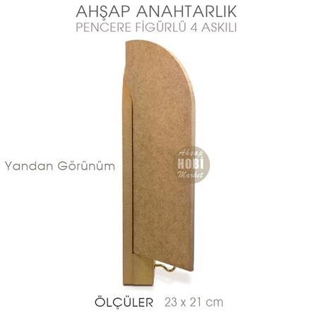 Ahşap Pencere Görünümlü Anahtarlık Pano (23X21 cm)