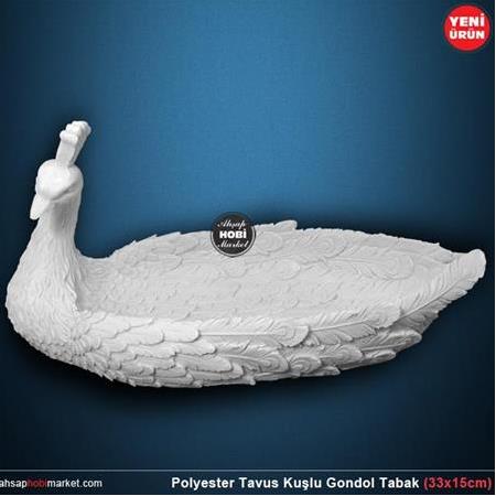 Polyester Gondol Tabak Tavus Kuşu Figürlü (33x15cm)