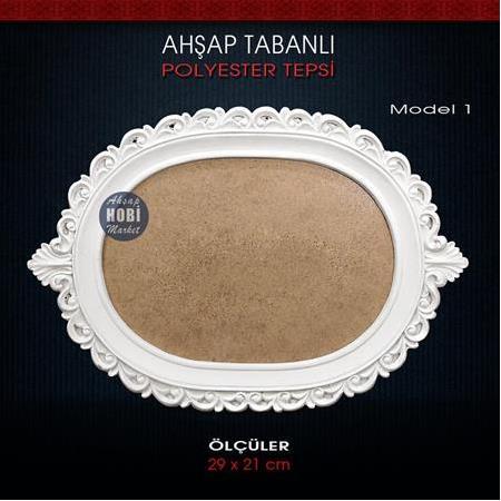 Ahşap Tabanlı Polyester Tepsi Model 1 (29x21 cm) Ham Polyester