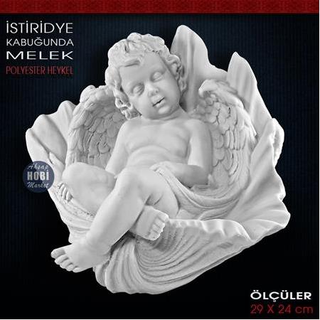 İstiridye Kabuğunda Uyuyan Melek (29x24 cm) Ham Polyester