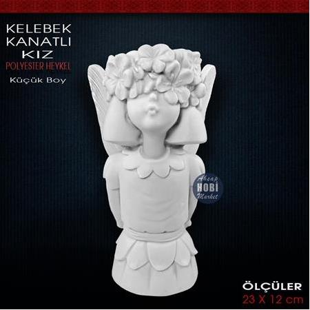 Kelebek Kanatlı Kız Küçükı Boy (23x12 cm) Ham Polyester